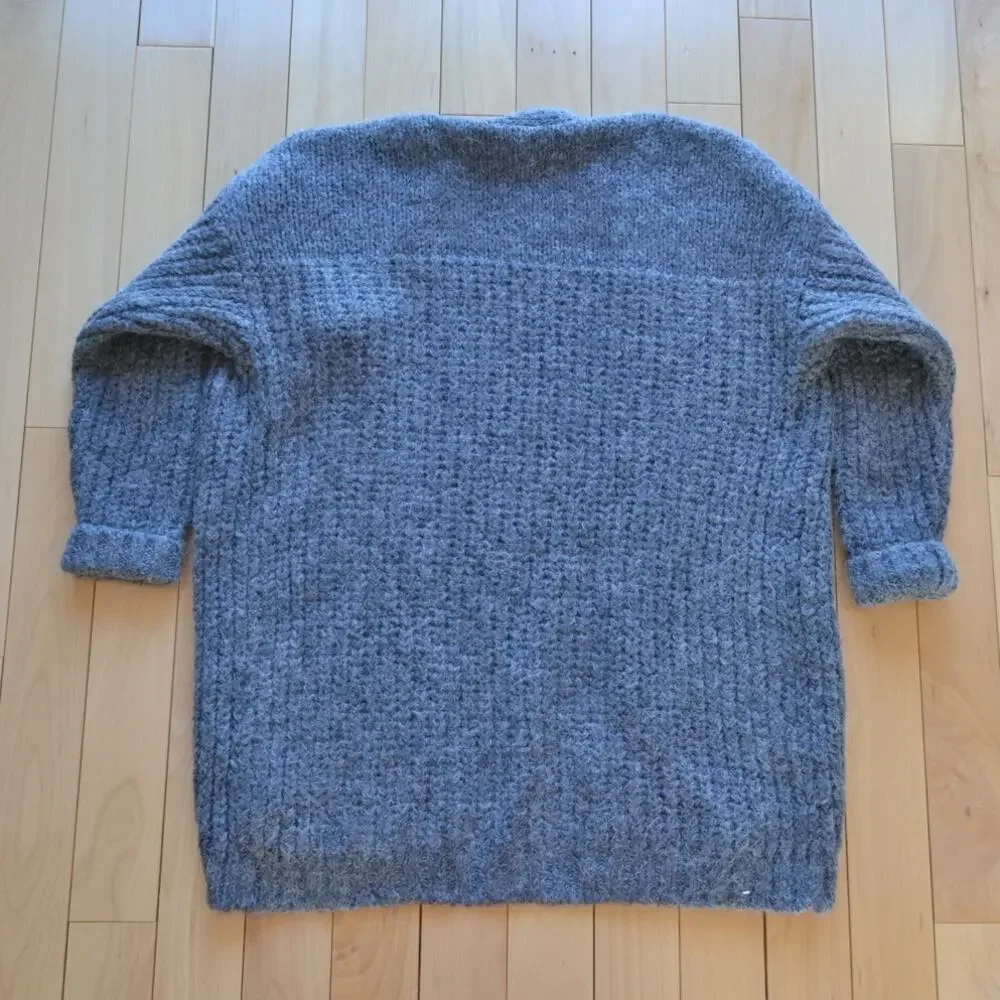 Zara Wool Blend Knit Cardigan Sweater Gray Size Medium